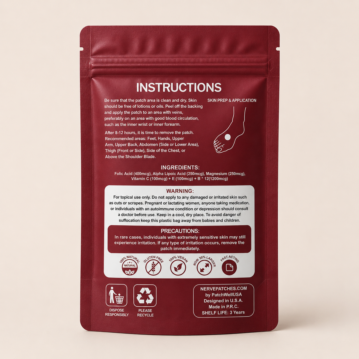 nerve patches package rear side